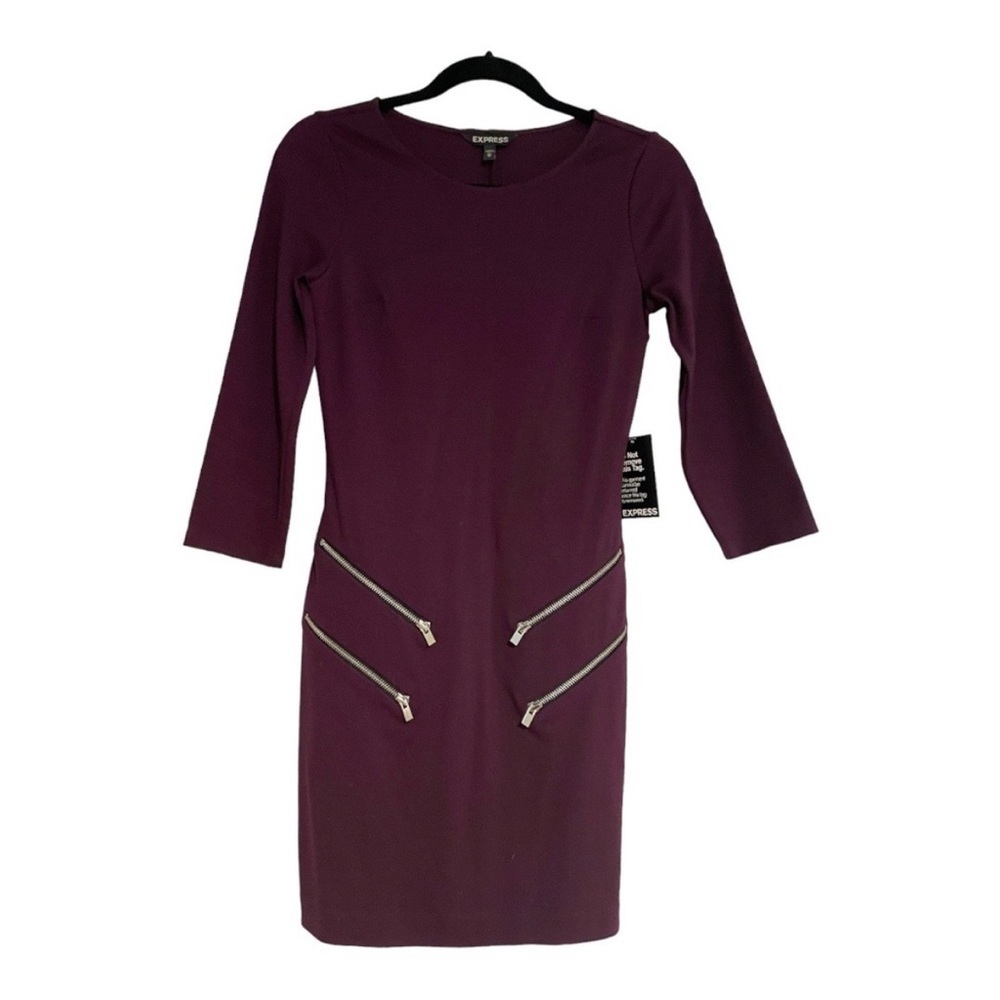 Express Body Contour Dress Zipper Detail NWT